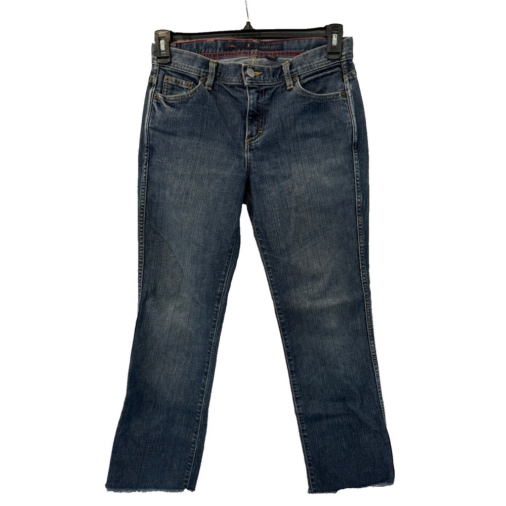 J Crew Size 4 Stretch Straight Leg Raw Hem Ankle Length Jeans‎
